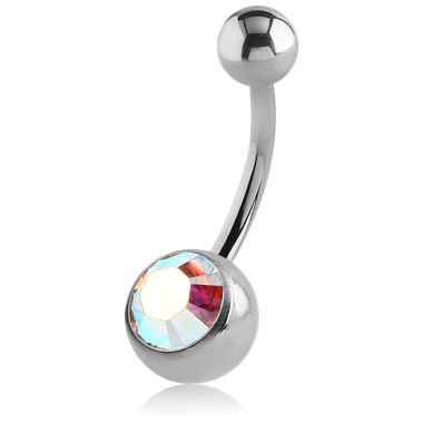 STERILE TITANIUM INTERNALLY THREADED PREMIUM CRYSTAL JEWELED NAVEL BANANA