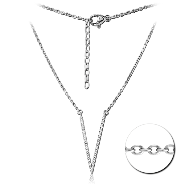 SURGICAL STEEL NECKLACE WITH JEWELED PENDANT | SCNK132